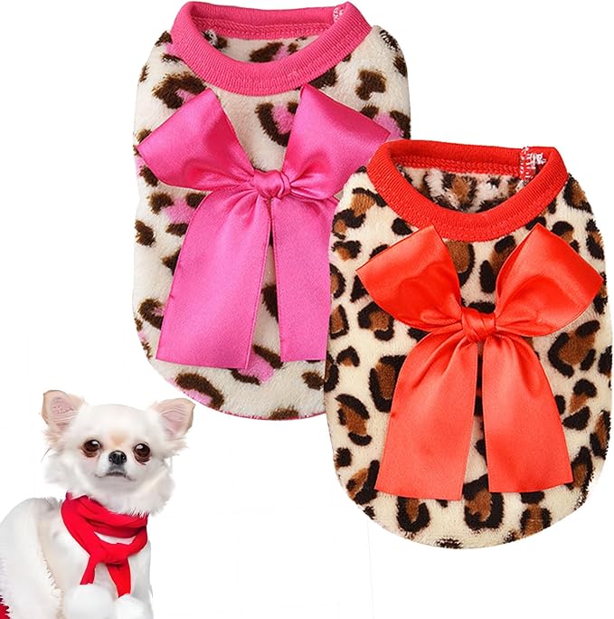 2 Pieces Chihuahua Sweater Dog Sweater for Small Dogs Teacup Dog Clothes for Extra Small Dogs Xmas Pet Puppy Cat Clothing Sweater Warm Winter Clothes Xs