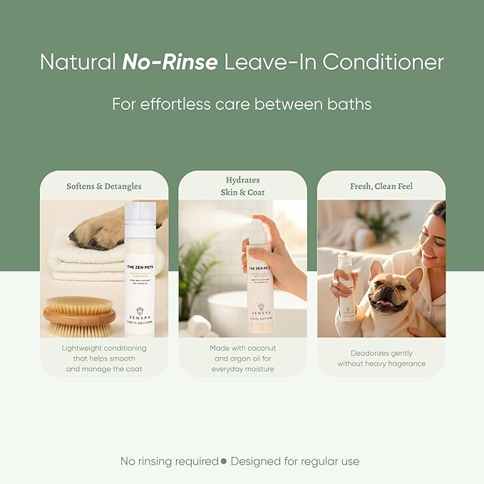 ZenSpa 4-in-1 Dog Spa Kit | Oatmeal Shampoo, Conditioner, Paw Cleanser and Nose Balm | Hypoallergenic Natural Formula for Sensitive Skin | All Breeds and Puppies