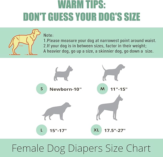 wegreeco Dog Diapers Female (3 Pack), Highly Absorbent Dog Diapers for Female Dogs Washable in Heat, Incontinence, or Excitable Urination (HLF, Large)