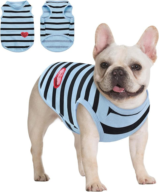 Queenmore Small Dog Shirt,Soft Breathable Dog Shirt for Dogs Cats Boy Girl,Pet Clothes for All Season,Breathable Lightweight Pet Tshirt for Frenchie, Dachshund, Yorkie