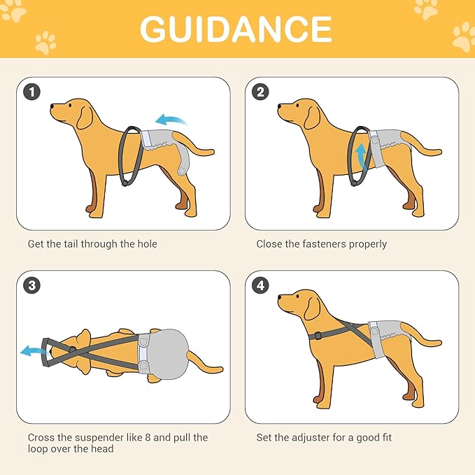 Avont 3 Pack Washable Female Dog Diaper with Suspender, Reusable Girl Doggie Diapers for Small Medium Large Doggy in Heat Cycle Period Incontinence