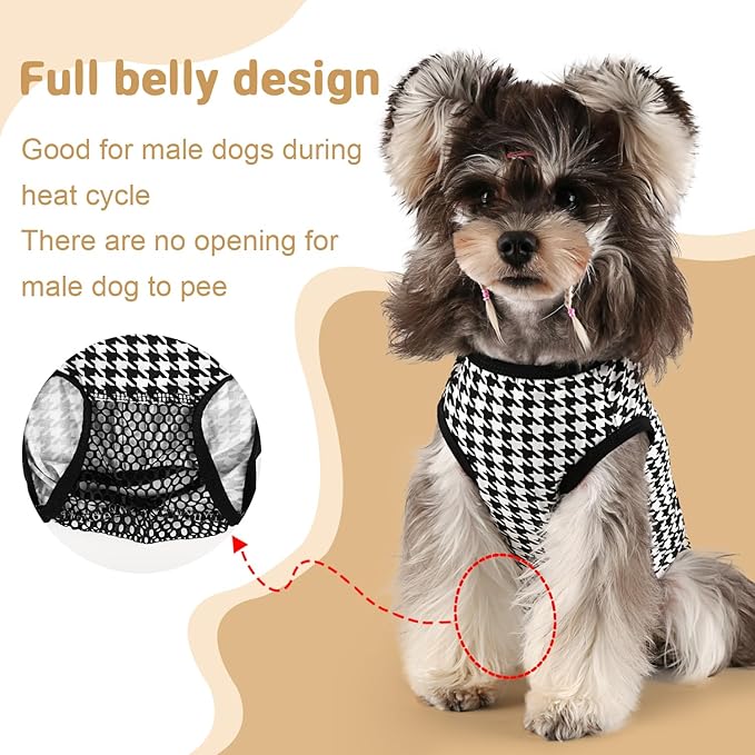 Etdane Dog Diapers Sanitary Panties Physiological Period Shirts Surgical Recovery Suits for Male and Female Dogs Plover Plaid Small