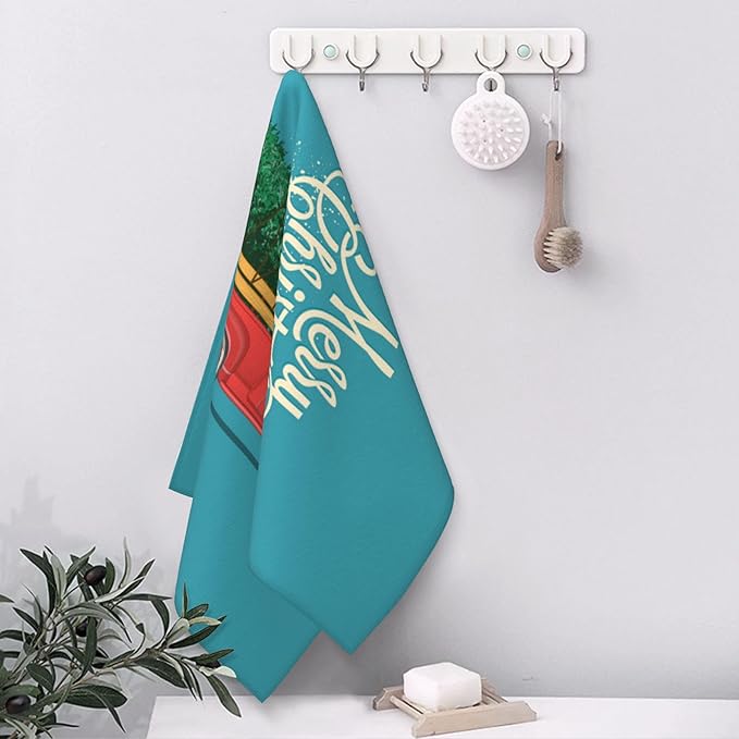 Bath Hand Towels Set of 2 Retro Red Truck with Christmas Tree Towels for Bathroom Soft Absorbent Decorative Hand Towel for Kitchen Sports Gym Yoga Home Decor 14 x 28 in