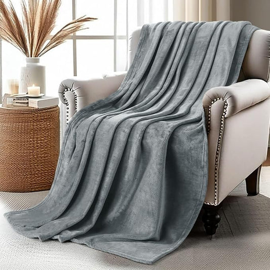 Utopia Bedding Cool Grey Fleece Blanket Throw Size Lightweight Fuzzy Soft Anti-Static Microfiber Bed Blanket (60x50 Inch)