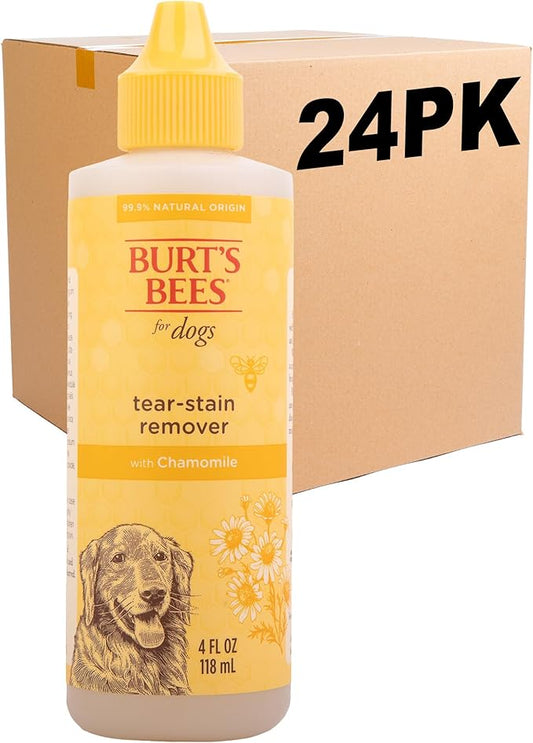 Burt's Bees for Pets Tear Stain Remover for Dogs with Chamomile, 99.9% Natural Origin Formula, Gently Cleanses Eye Area and Removes Debris, Safe for Dogs and Puppies, Cruelty-Free, 4 Fl Oz - 24 Pack