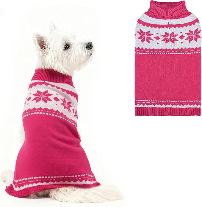 Mihachi Dog Sweater - Winter Coat Apparel Clothes with Colorful Stripes for Cold Weather, Pink SM