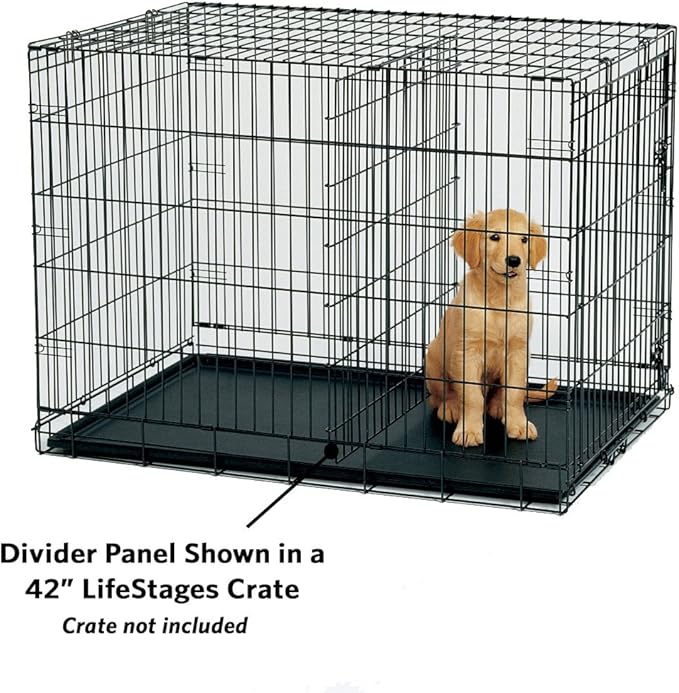 MidWest Homes for Pets Dog Crate Divider Panel for 48-inch Cages, Adjusts Living Space, Fits Midwest Models 1548, 1548DD, 1648, 1648DD, Black E-Coated, 10DP
