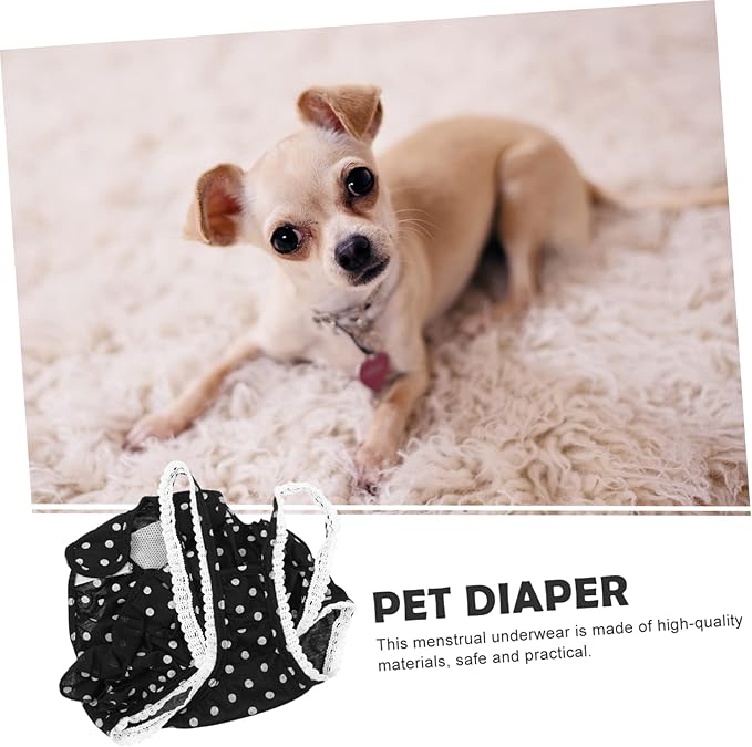 Toyvian Breathable Female Dog Pants Cotton Pet Physiological Pant for Puppies in Heat Moisture Absorbing Reusable Diapers to Prevent Unwanted Pregnancy and Keep Clean Black XL