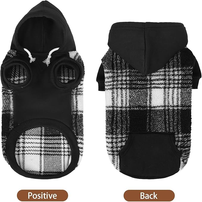 PUPTECK Dog Hoodie Puppy Sweatshirt Warm Dog Sweater Winter Clothes Cold Weather Coats for Small Medium Large Dogs, Black, S/M