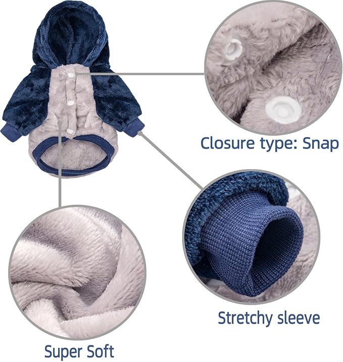 FabriCastle Small Dog Hooded Sweater, Dog Clothes XXS XS Small for Dogs Boy & Cats, Soft and Warm Pet Coat, Winter Pet Jacket, Doggy Apparel Costumes, Puppy Outfits Hoodies (Grey Body, X-Large)