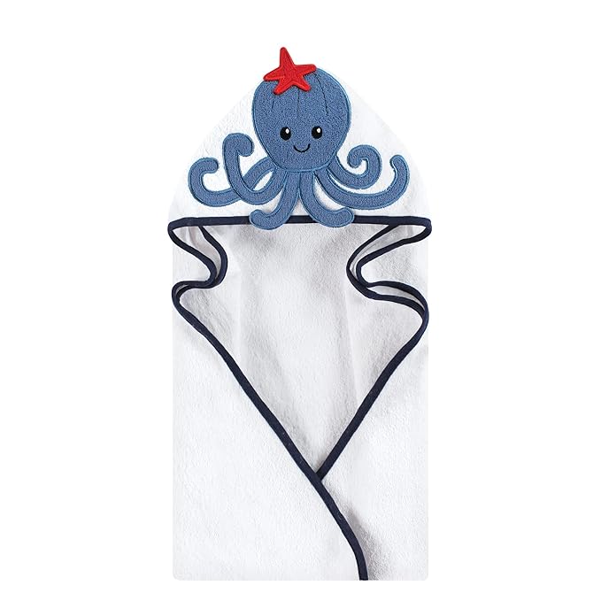 Hudson Baby Unisex Baby Cotton Animal Face Hooded Towel, Octopus, One Size
