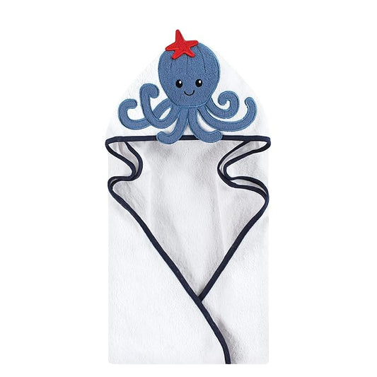 Hudson Baby Unisex Baby Cotton Animal Face Hooded Towel, Octopus, One Size