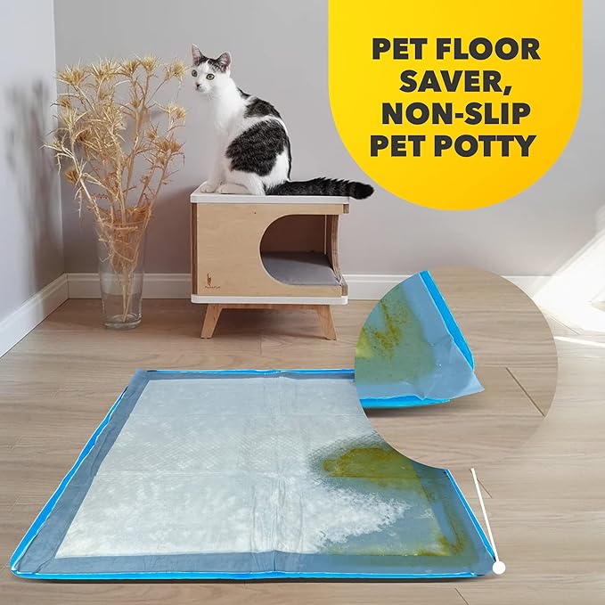 TidyFriend 2 Pack Dog Pee Pad Holder Tray - Fits Up to 24” x 24” Pee Pad Holder for Dogs - Stable Grip, Raised Edges, Quick-Wipe Silicone Surface Dog Pad Holder for Indoor (Dark Blue)