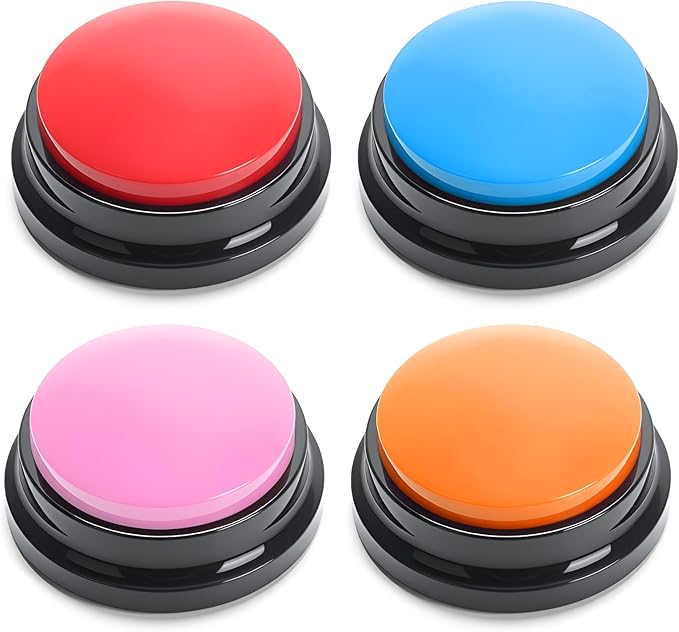 Voice Recordable Button, 4Pcs Colorful Dog Talking Buttons Starter Set, 30 Second Record Talking Button for Pets Train or Communication