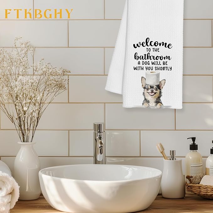 Funny Chihuahua Dog Hand Towels for Bathroom Decor, Chihuahua Gifts for Women Men, Dog Lover Gifts Decorative Hand Towels for Bathroom Restroom Room, 16x24 Inch