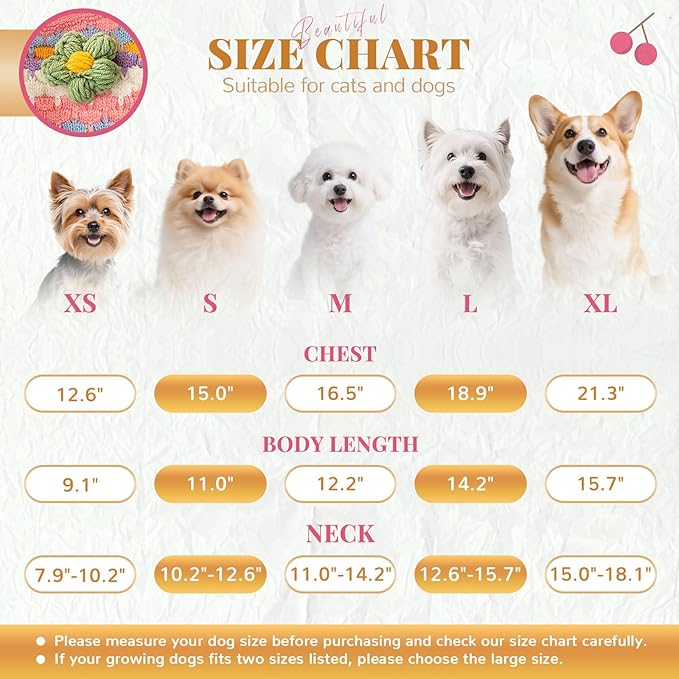 BAEJMJK Cute Flower Small Dog Sweater Soft Girl Dog Clothes Turtleneck Warm Pet Puppy Knitted Pullover Princess Dogs Cats Outfits(Pink,Large)