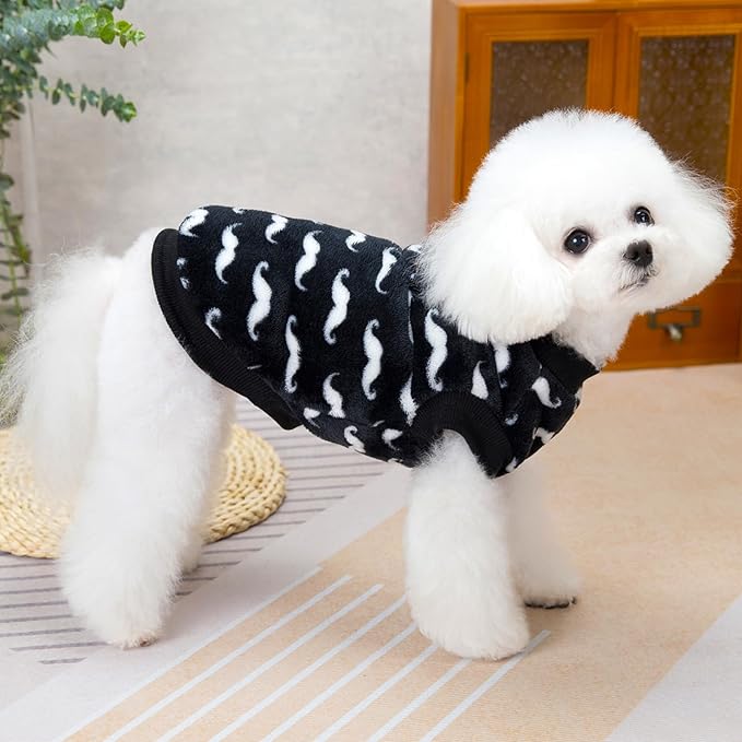 Pet Pullover Dog Sweater Cute Winter Puppy Clothes for Small Dogs Cats Warm Dog Knitwear Outfits Doggy Knitted Clothing with D-Ring, 2 Pack, Black White, X-Large