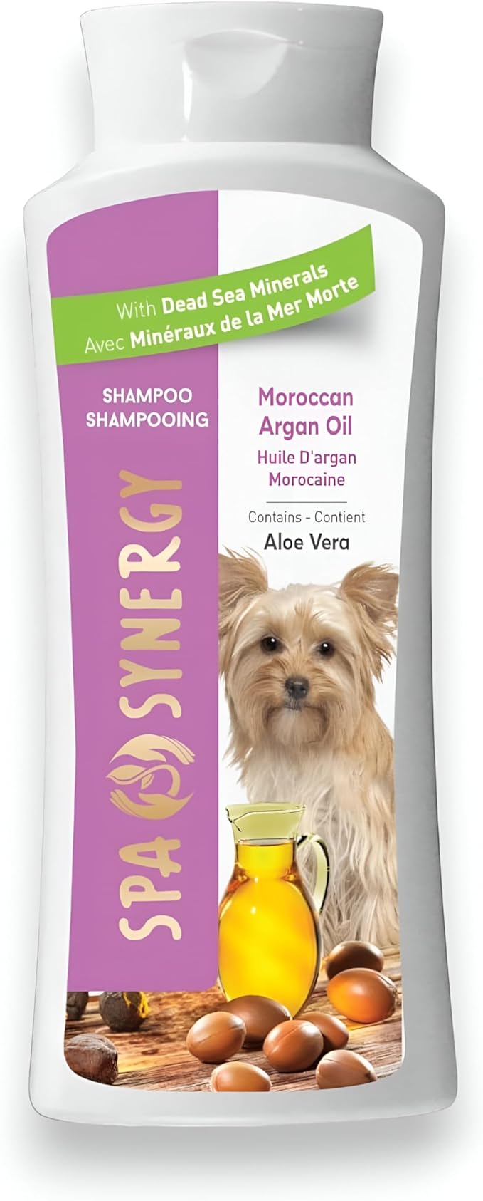 Pet Dog Shampoo Natural Dead Sea Mineral Rich, Aloe Vera & Vitamin-E, Soothing Anti-itching, Soften, Moisturizing - Moroccan Argan Oil - (1) Bottle 16.5 FL OZ