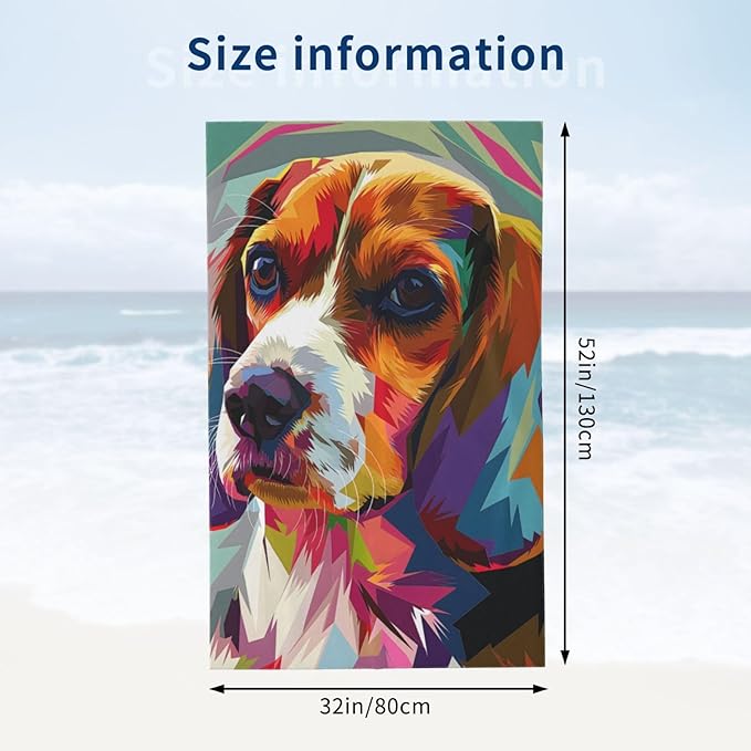 Colorful Beagle Beach Towel Dog Sand-Free Microfiber Bath Towel Ultra Soft Quick Dry Pool Towel Absorbent Towel Lightweight Towel Gifts for Outdoor Bathroom Swimming Decor 31inx51in