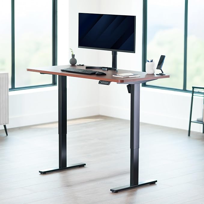 VIVO Universal 55 x 28 inch Solid One-Piece Table Top for Standard and Sit to Stand Height Adjustable Home and Office Desk Frames, Dark Walnut, DESK-TOP55-28D