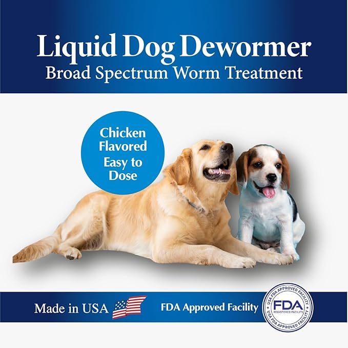 No More Worms in Dogs - Say Good Bye to Worms in Dogs -Dewormer for Dogs and Puppies - 120mls Chicken Flavour with 3ml