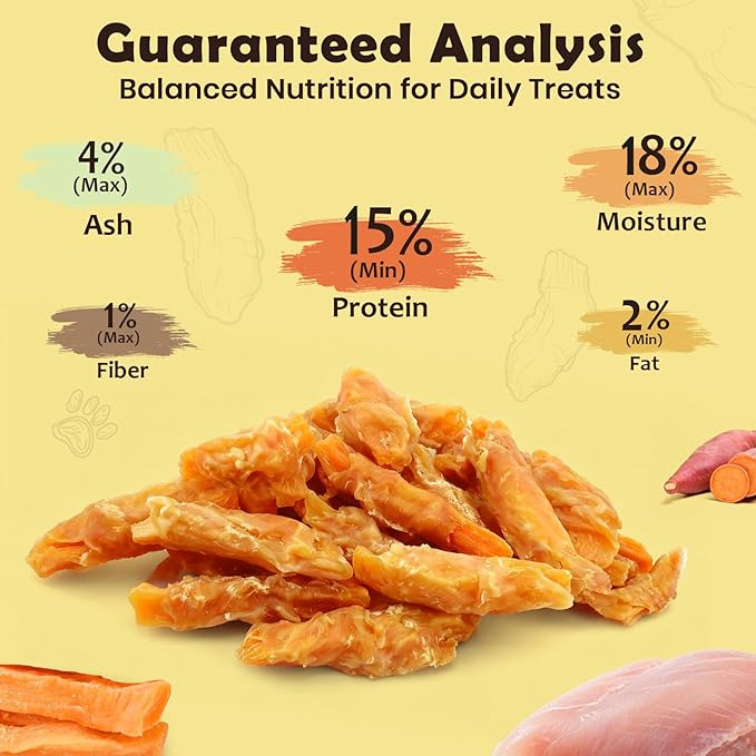Chicken Wrapped Sweet Potato Dog Treats 2 Pound, Gluten & Grain Free Dog Chews for Puppy and Small Dogs