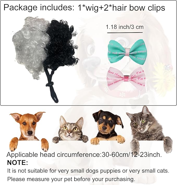 Funny Dog Wig Pet Costumes,Kediciz Cat Costume Synthetic Hairpiece Cosplay Wigs, Headwear for Halloween Christmas Festivals Party Decor, Fancy Dress,Adjustbale Size,Half Black Half White