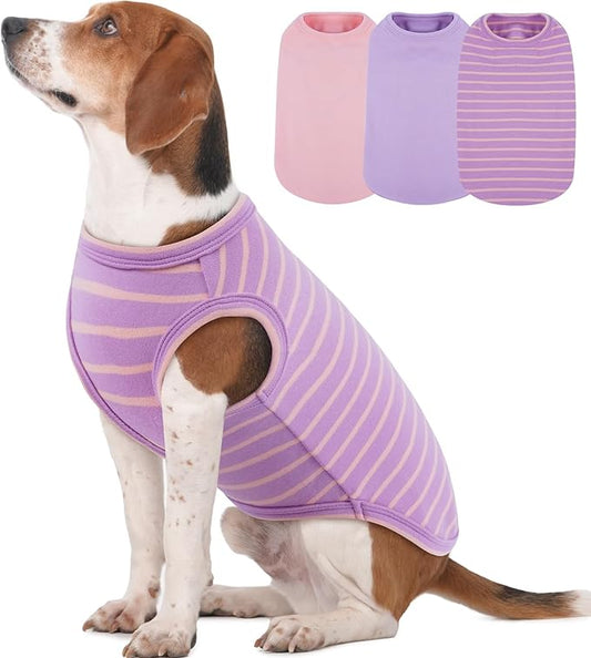 3 Pack Fleece Sweaters for Dogs-Pink-XL, Soft Warm Sweatshirt | Lightweight Classic Striped Tank Top,Stretchy Vest Free Movement,Autumn,Winter Sleepwear