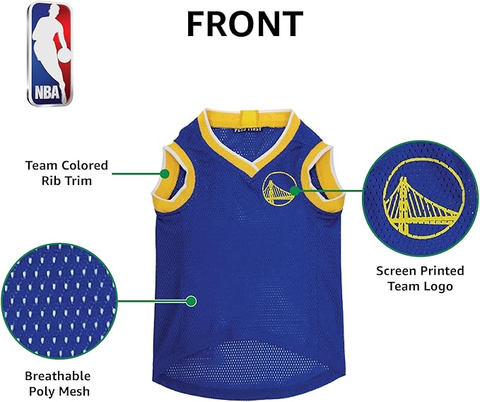 Pets First NBA GOLDEN STATE WARRIORS DOG Jersey, X-Large - Tank Top Basketball Pet Jersey