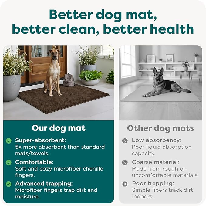 Furhaven 60" x 30" Highly Absorbent Runner Door Mat for Muddy Paws, 100% Washable, Perfect for Entryway, Kitchen, & Bathroom Use - Chenille Shammy Rug - Mud (Brown), Runner/XXL