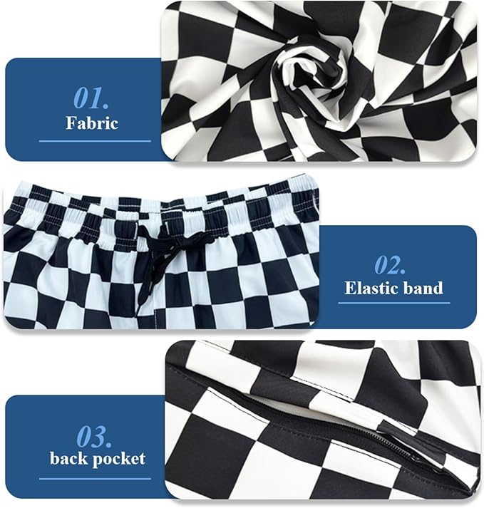 Mens Swim Trunks with Compression Liner Quick Dry Zipper Pocket Bathing