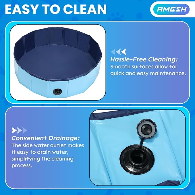 Dog Whelping Box, Foldable Birthing Pool for Dogs, Whelping Pool for Puppies, Poartable Plastic Swimming Pool & Bath Tub for Dogs, Blue (Blue, 31.5” Dia. × 7.9” H (80cm × 20cm))