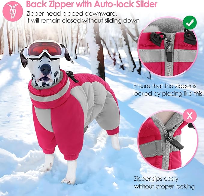 AOFITEE Large Dog Coat Warm Dog Jacket for Winter, Dogs Winter Coat with Harness Built in, Reflective Turtleneck Dogs Puffer Jacket Snowsuit, Full Body Fleece Coats for Small Medium Large Pet, XXL