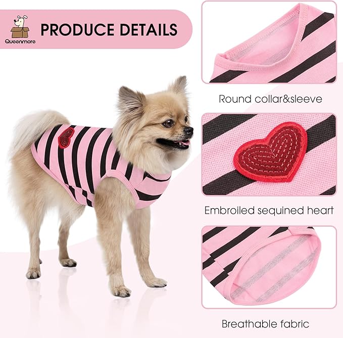 Queenmore Medium Dog Shirt,Soft Breathable Dog Shirt for Dogs Cats Boy Girl,Pet Clothes for All Season,Breathable Lightweight Pet Tshirt for Frenchie, Dachshund, Yorkie