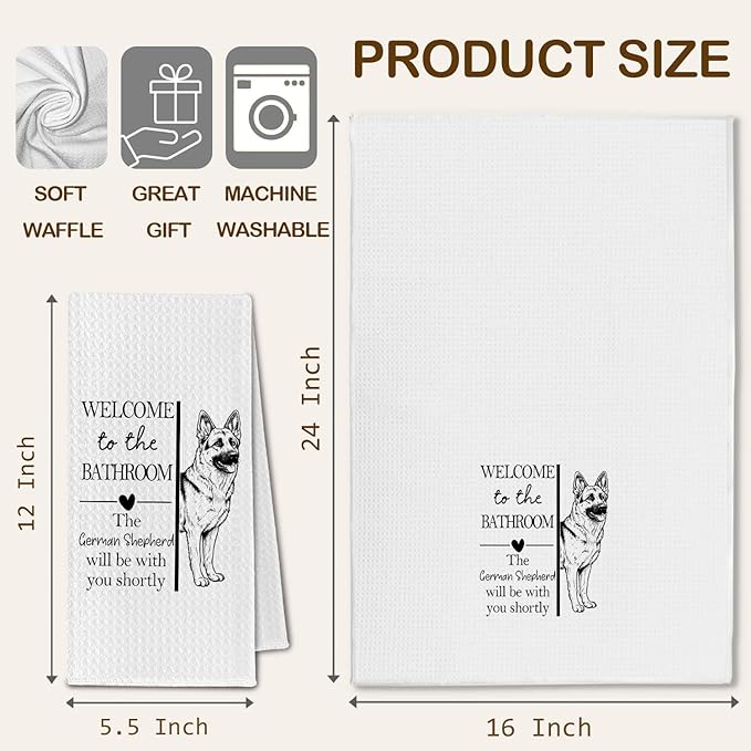 German Shepherd Gifts Bathroom Hand Towels, German Shepherd Dog GSD Owner Lovers Gifts for Women, Funny Dog Decorative Hand Towel for Bathroom Kitchen Decor, 16x24 Inch
