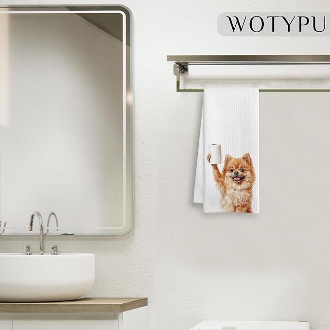 Funny Pomeranian Gifts Bathroom Hand Towels, Pomeranian Dog Lovers Gifts Decorative Hand Towels for Kids Guest Bathroom Washroom Half Bath, 16X24 Inch