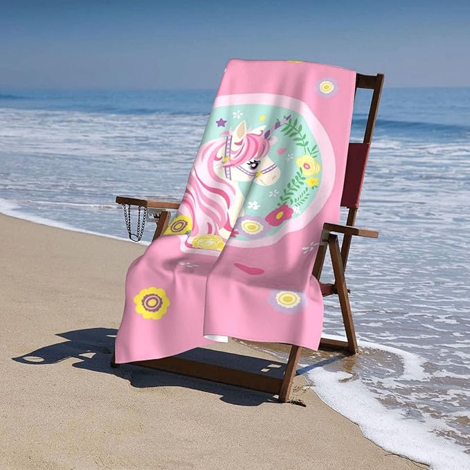 Cute Unicorn Beach Towel for Kids/Girls/Toddler/Baby, Personalized Microfiber Beach Towels Bulk, Quick Dry Beach Towel for Pool, Lightweight Bath Towels Oversized Clearance 30"x 60"