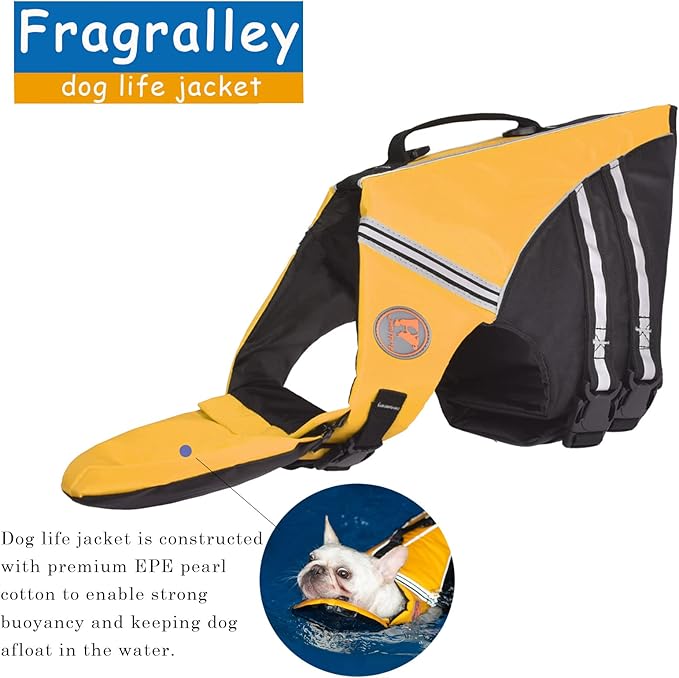 French Bulldog Life Jacket, High Flotation Dog Life Vest for Swimming Boating, Reflective Dog Swim Vest with Chin Float and Rescue Handle (Chest Girth: 17" to 30",Weight: 17" to 28" LB)