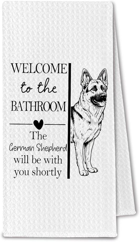 German Shepherd Gifts Bathroom Hand Towels, German Shepherd Dog GSD Owner Lovers Gifts for Women, Funny Dog Decorative Hand Towel for Bathroom Kitchen Decor, 16x24 Inch