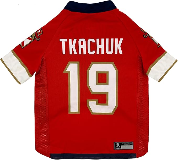 Pets First NHLPA Matthew Tkachuk Mesh Jersey for Dogs & Cats, Florida Panthers The Rat King-19 Dog Jersey, Size X-Large, Licensed Dog Jersey with Your Favorite Hockey Team Player