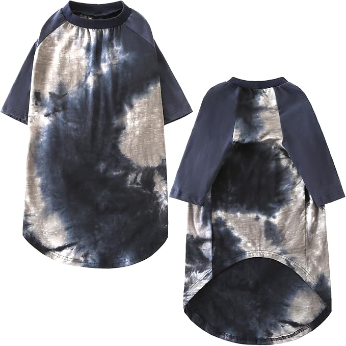 Dog Cotton Black Grey Tie Dye T-Shirts Soft and Stretchy Breathable Pet Shirt Pajamas Pets Clothes for Large Dogs,3XL Grey