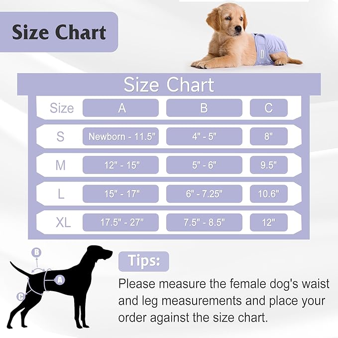 4 Pack Reusable Female Dog Diaper, Highly Absorbent Doggie Diapers for Female Dogs, Dog Diaper Large, Yellow