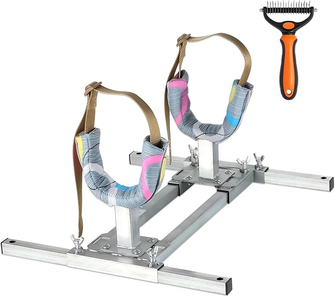 Dog Breeding Stand, Stainless Steel Breeding Stand for Dogs, Shoulder Height 15.7 IN-23.6 IN,Pet Fixed Bracket for Medium to Large Dogs,Adjustable Height and Length,Strong Grooming Breeding Stand（M）
