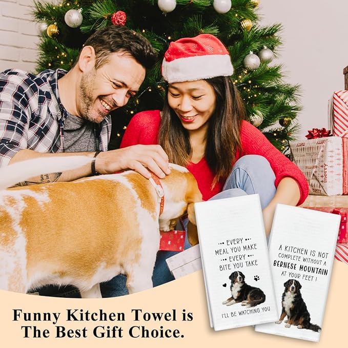 Bernese Mountain Dog Dish Towels for Kitchen Sets of 2, Gifts for Bernese Mountain Dog Lover, Drying Cloth Tea Towel Hand Towels for Cooking Baking Bathroom Decor, 16 x 24 Inch -09