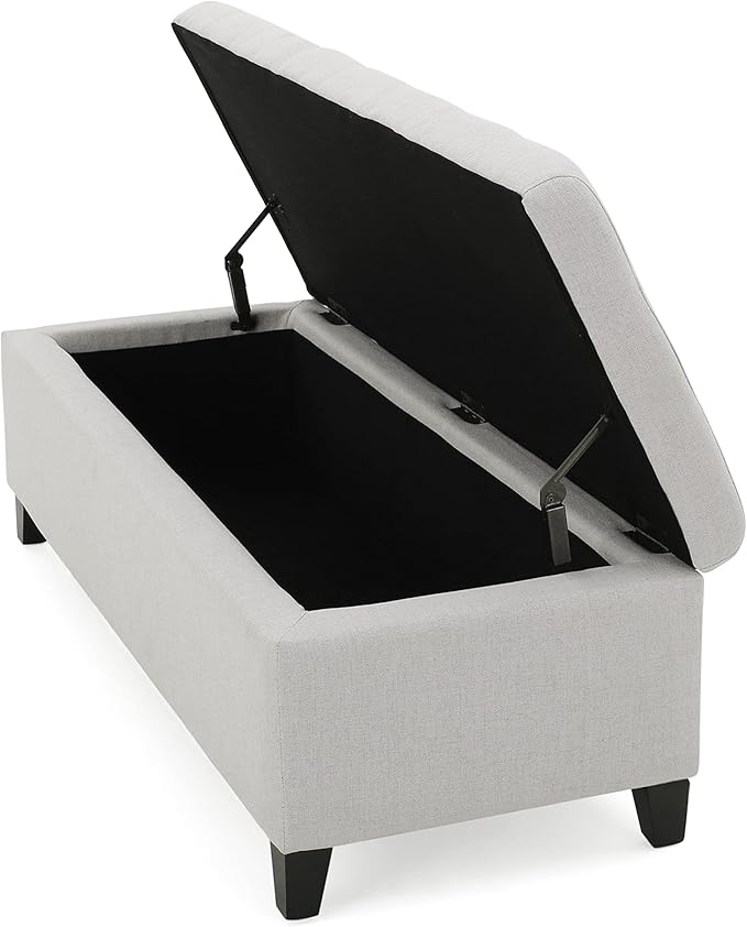 Christopher Knight Home Mission Fabric Storage Ottoman, Light Grey