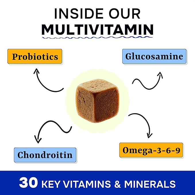 Dog Vitamins & Supplements Chewable - Glucosamine Omega Probiotics - Dog Vitamins for Skin & Coat, Hip & Joint & Gut Health - Adult & Senior, Small & Large Breed - 120 Ct Beef