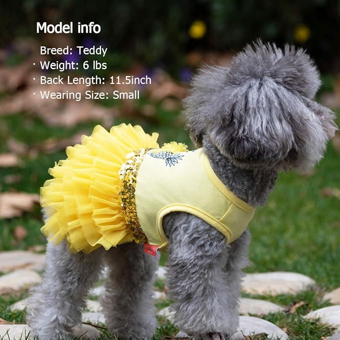 KYEESE Dog Dress Pineapple Yellow Tiered Dogs Beach Dresses