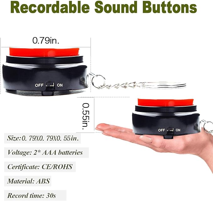 Recordable Talking Button with Keychain, 30s Voice Recording Time Sound Button Recording Your Own Words