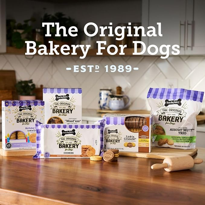 Three Dog Bakery Blueberry Pancake Bites,Treats with Real Blueberries & Vanilla,Mess-Free Snacks & Training Cookies for Dogs-& Puppies,Human-Inspired,(Pack of 2)