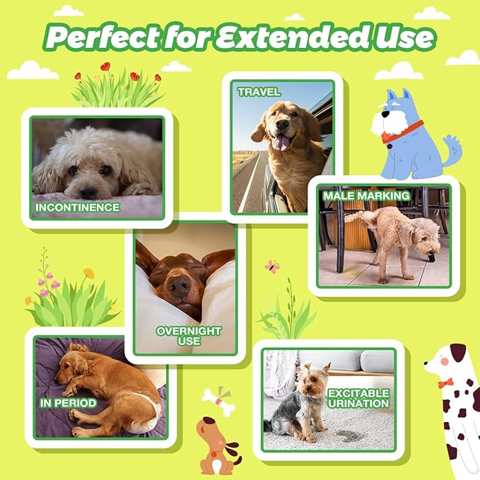 Dono Dog Diaper Liners for Male and Female Dogs, Super Absorbent Dog Booster Pads, 100ct Disposable Doggie Diaper Inserts Fit Reusable Male Belly Bands, Wraps, Washable Period Panties, Long
